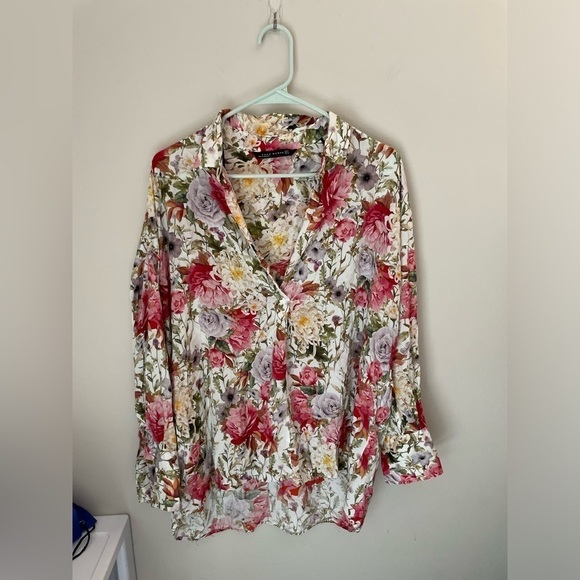 Zara Tops - Zara Woman Viscose Flowy Floral Long Sleeve Blouse Size Medium